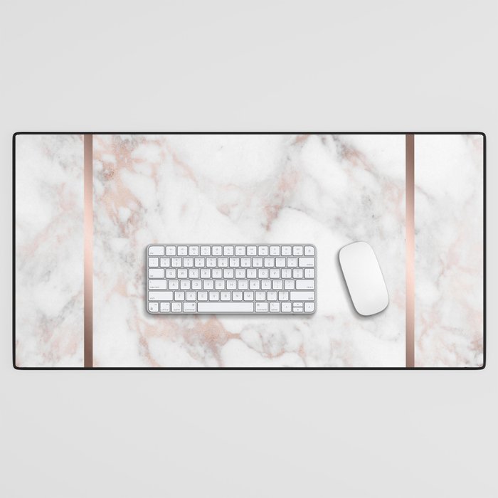 Luxury Rose-gold Faux Marble Desk Mat