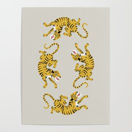 Wild Yellow Tigers Poster