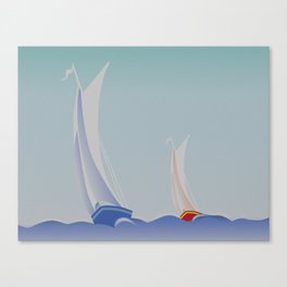 Deco Sailboat Tray Canvas Print