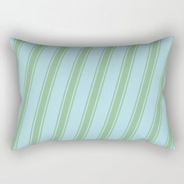 [ Thumbnail: Powder Blue and Dark Sea Green Colored Striped/Lined Pattern Rectangular Pillow ]