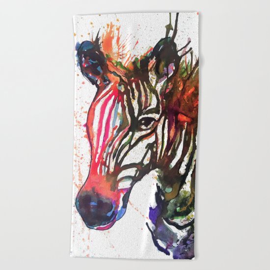 Zebra Splash Beach Towel