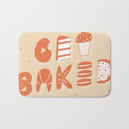 Get Baked Food Illustrative Lettering Bath Mat