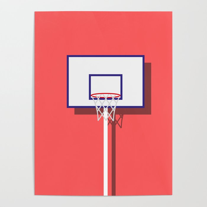 basketball basket on a red wall Poster