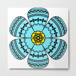 Hippie Geometric Flower Metal Print