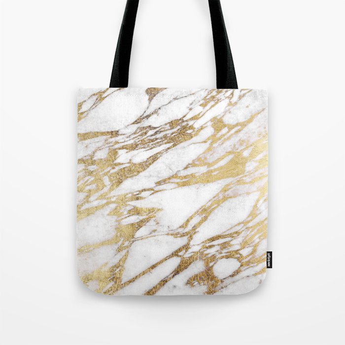 Chic Elegant White and Gold Marble Pattern Tote Bag by BlackStrawberry ...