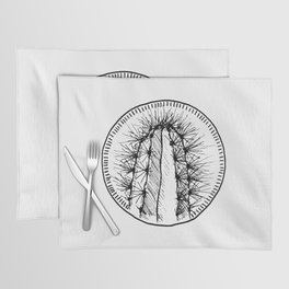 Black and white cactus sketch Placemat