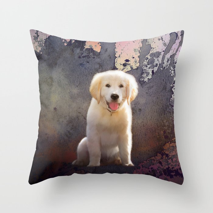 Golden Retriever Puppy Throw Pillow by Simone Gatterwe Society6