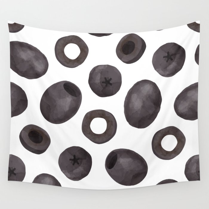 Black olive watercolor pattern print Wall Tapestry