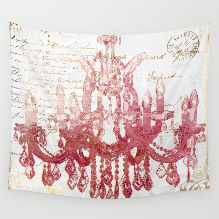 Blush Pink Chandelier Wall Tapestry