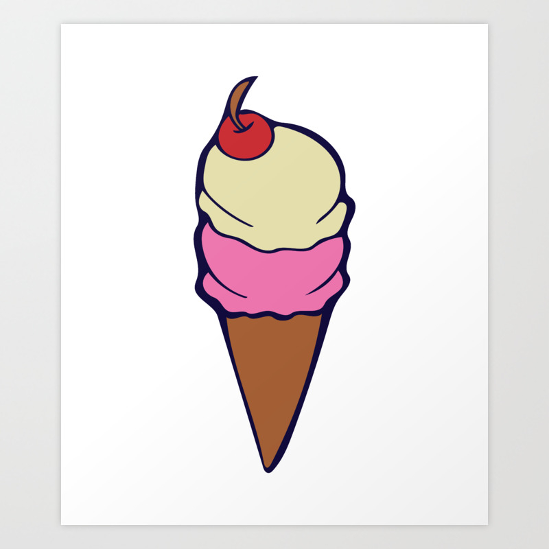 ice cream cone art print by bubbsnugg society6