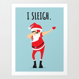 Dabbing Santa I Sleigh Art Print