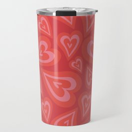 Retro Swirl Love - Red Travel Mug