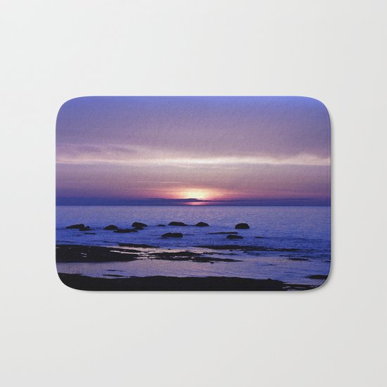 Blue and Purple Sunset on the Sea Bath Mat