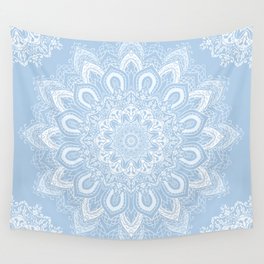 Boho Baby Blue Mandala Flower Wall Tapestry