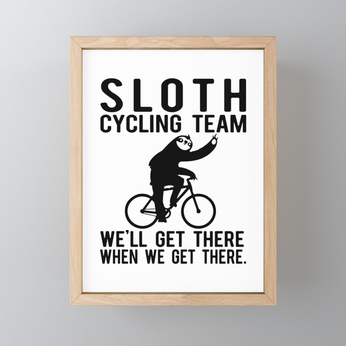 Funny Sloth Cycling Team Framed Mini Art Print