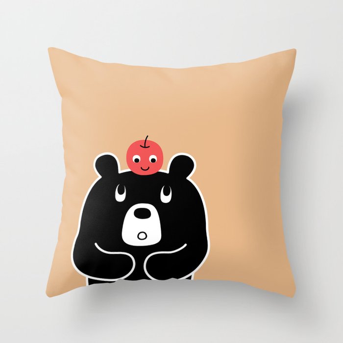 Apple Bear Throw Pillow