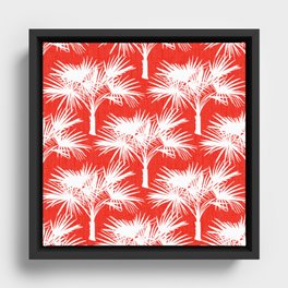 70’s Palm Springs Trees White on Red Framed Canvas
