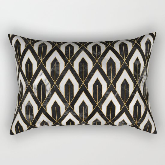 Art Deco Marble Pattern Rectangular Pillow