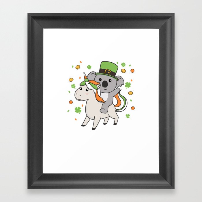 Koala With Unicorn St. Patrick's Day Ireland Framed Art Print