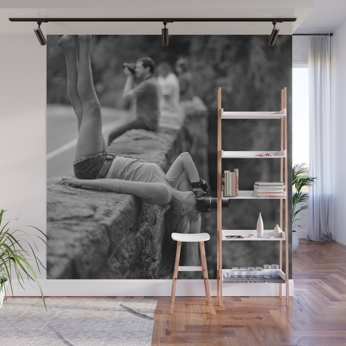 All You Really Need Is Someone To See the Psycho You Really Are - Girl with a Camera looking at the world upside down art photography Wall Mural