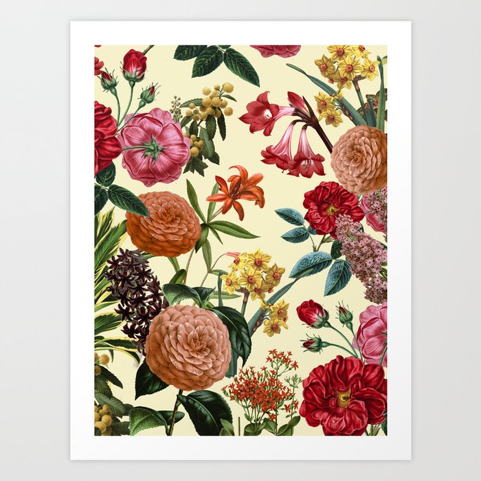 Pink Flora Pattern Art Print