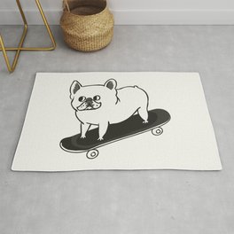 Skateboarding French Bulldog Rug
