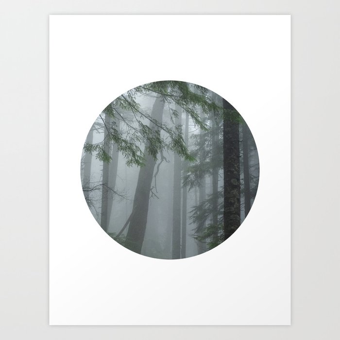 Misty Forest Circle Art - Landscape Photography No. 3 Art Print