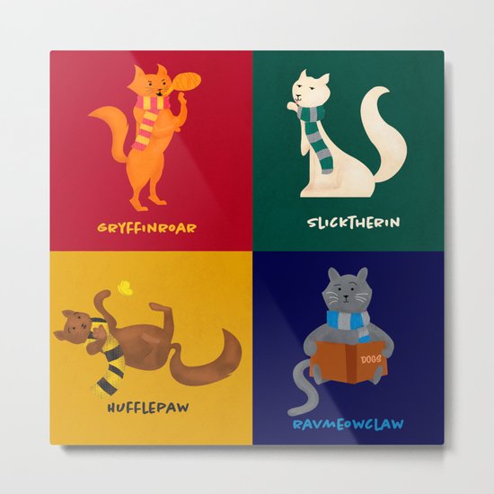 Hogwarts Cat Houses Metal Print