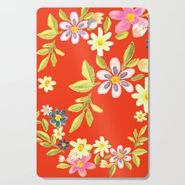 Red Japanese Floral  Cutting Board