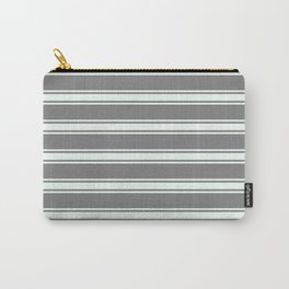 [ Thumbnail: Gray & Mint Cream Colored Stripes Pattern Carry-All Pouch ]