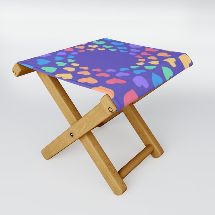 Rainbow Hearts Folding Stool