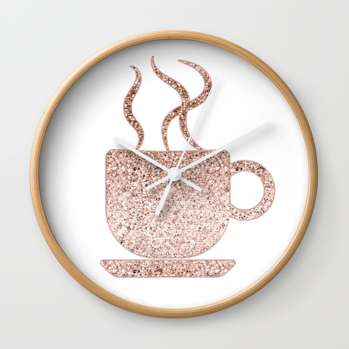 Sparkling Rose Gold Coffee Mug Wall Clock By Roseaesthetic Society6 Sparkling Rose Gold Coffee Mug Wall Clock