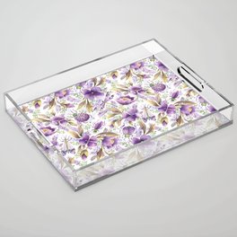 violet garden floral pattern Acrylic Tray