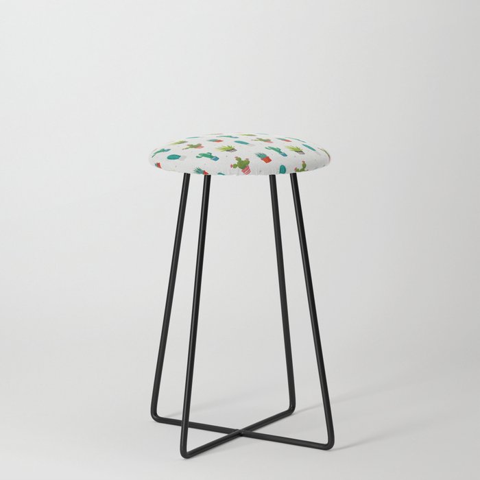 Colorful cactus succulent plant flower nature pattern Counter Stool