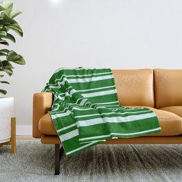[ Thumbnail: Light Cyan and Dark Green Colored Lined/Striped Pattern Throw Blanket ]