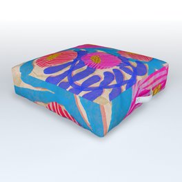 Big Pink and Blue Florals Outdoor Floor Cushion