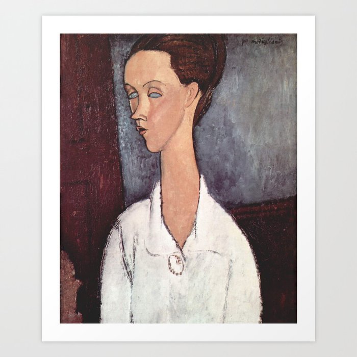 Amedeo Modigliani 1917 Portrait of Lunia Czechowska white Blouse Art Print