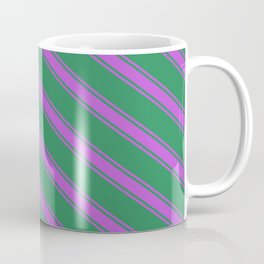 [ Thumbnail: Sea Green and Orchid Colored Lines/Stripes Pattern Coffee Mug ]