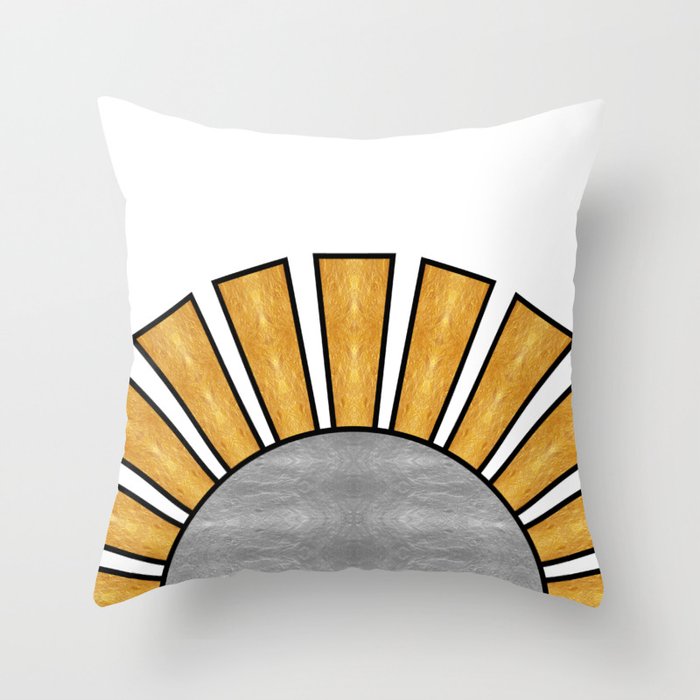Mid Century Modern Sun // Faux Metallic Gold and Silver Foil Throw Pillow