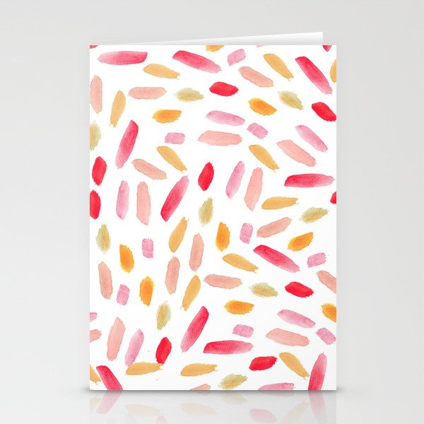 Artistic modern blush pink orange watercolor brushstrokes Stationery Cards