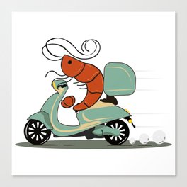 Shrimp on a retro moped Canvas Print