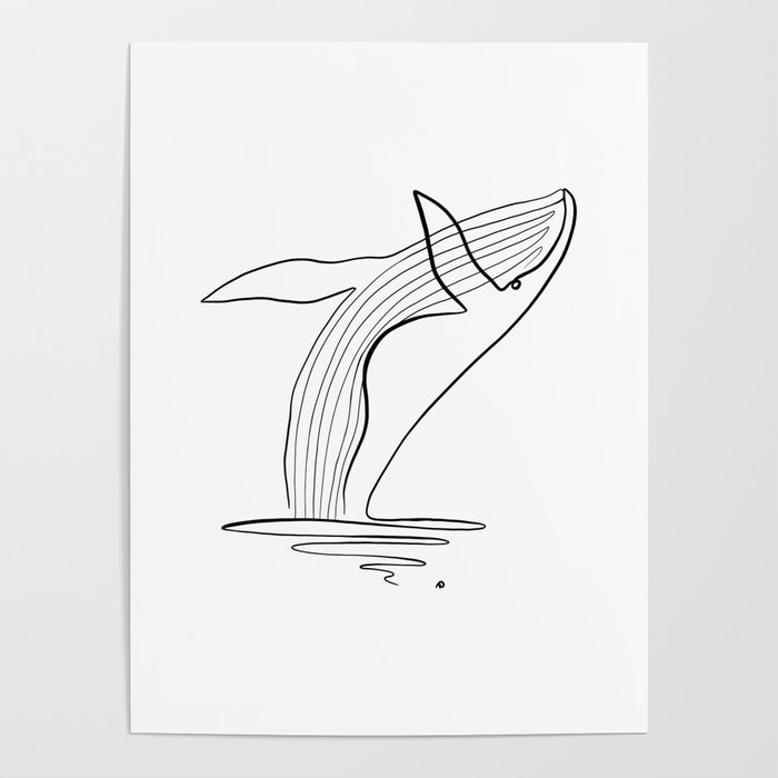 Whale One Line Art Poster