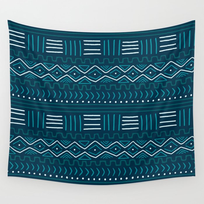 Mudcloth on Teal Wall Tapestry