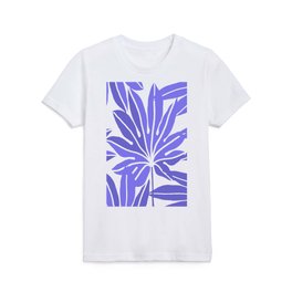 Large Retro Leaves Very Peri on White Background #decor #society6 #buyart Kids T Shirt