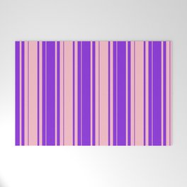 [ Thumbnail: Purple & Pink Colored Stripes/Lines Pattern Welcome Mat ]
