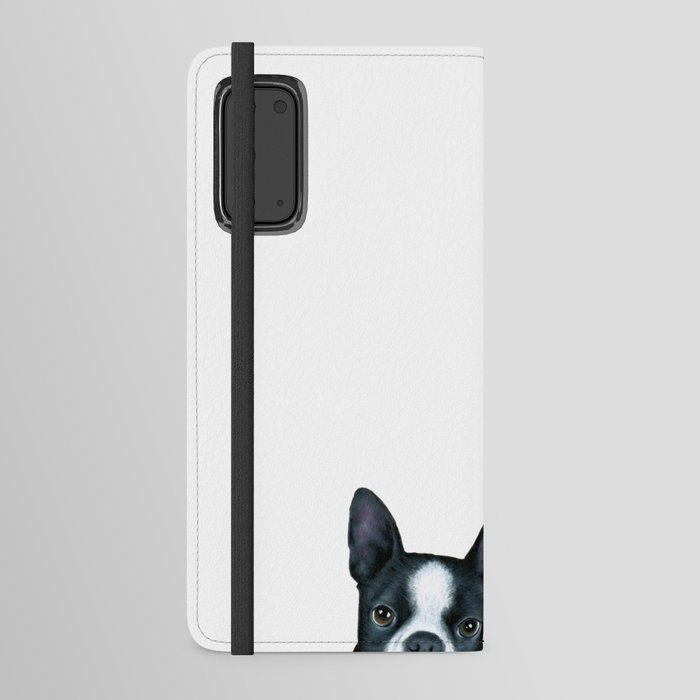 Dog 128 Boston Terrier Dogs black and white Android Wallet Case