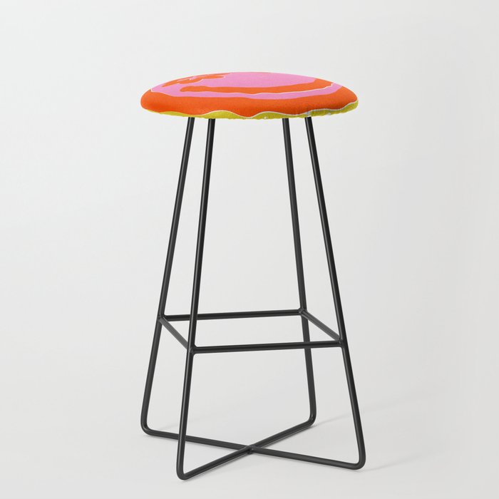 Wavy Smiley Face With Retro Flower Eyes Bar Stool
