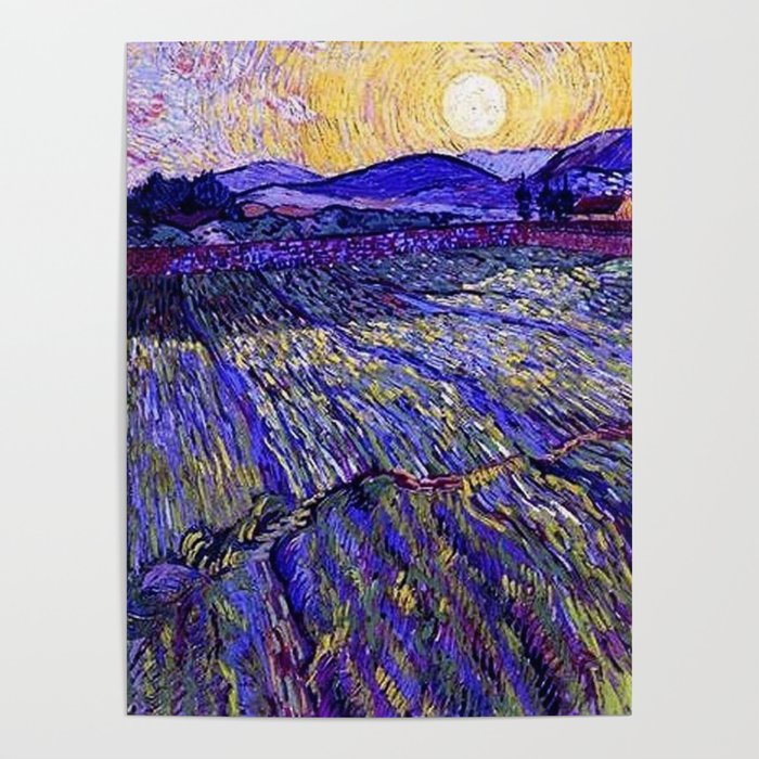 Lavender Fields with Rising Sun by Vincent van Gogh Poster by Atlantic  Coast Arts and Paintings | Society6