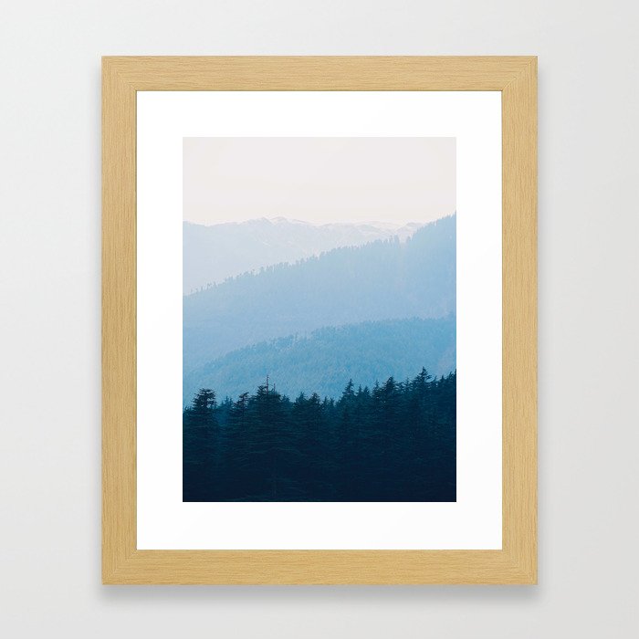 Parallax Mountain Hills Blue Hues Minimal Modern Landscape Photo Framed Art Print