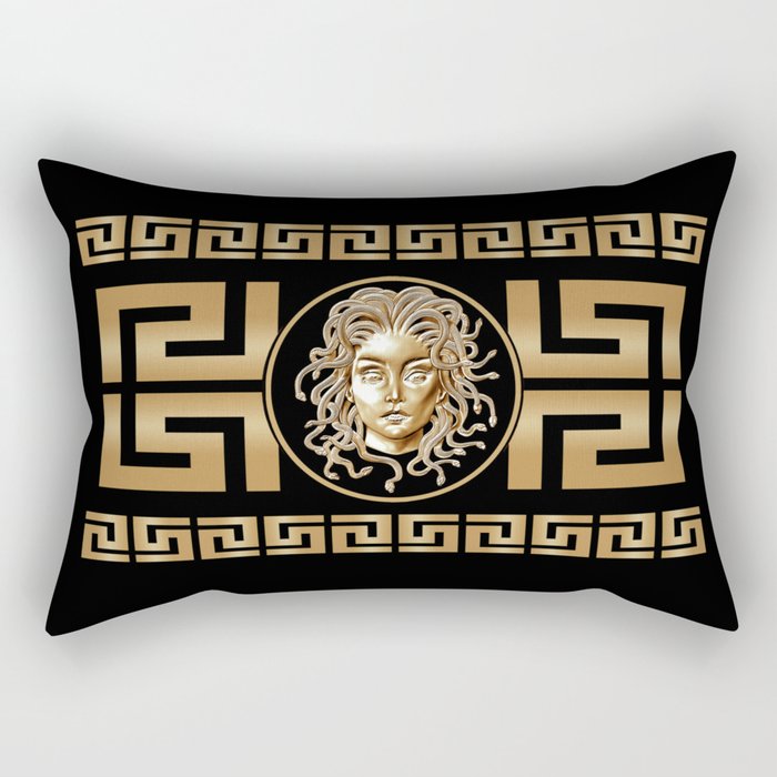 Medusa Black & Gold Rectangular Pillow